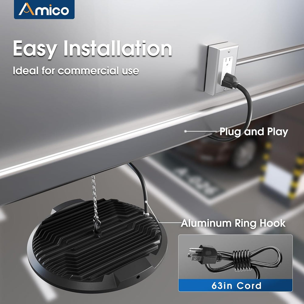 Amico 6 Pack UFO LED High Bay Light 200W 28000lm 5000K, UL Listed