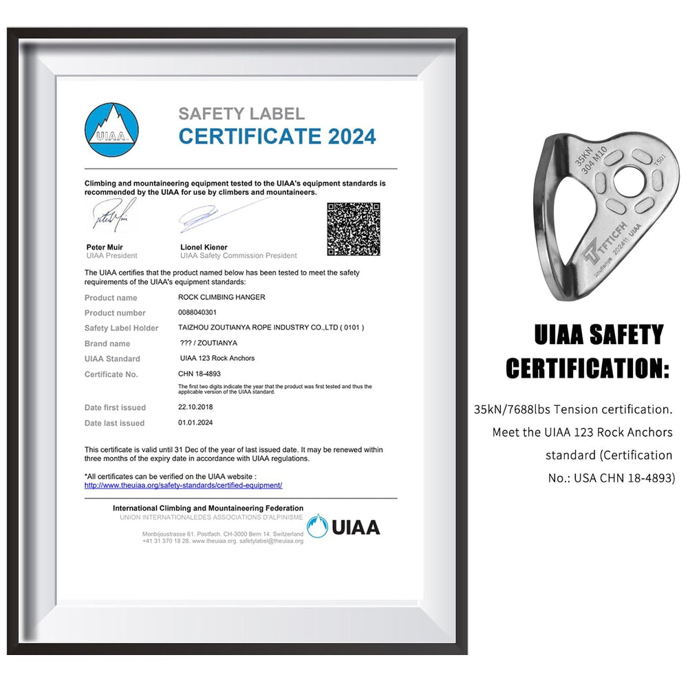35kN UIAA Certified Heavy Duty Stainless Steel Climbing Bolt Hangers & Ex...