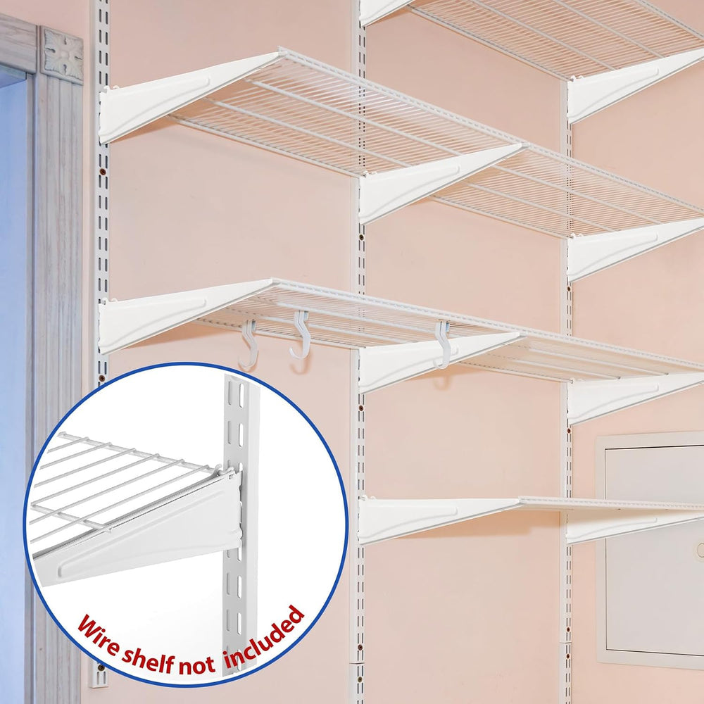 CroBlissful 47.5 Inch Twin Rail Upright Wall Shelving System with 12 Inch Loc...