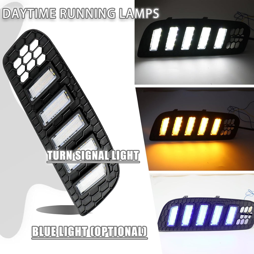 LED Front Bumper Fog light DRL Amber Sequential Turn Signal Lamp Feature Kit ...