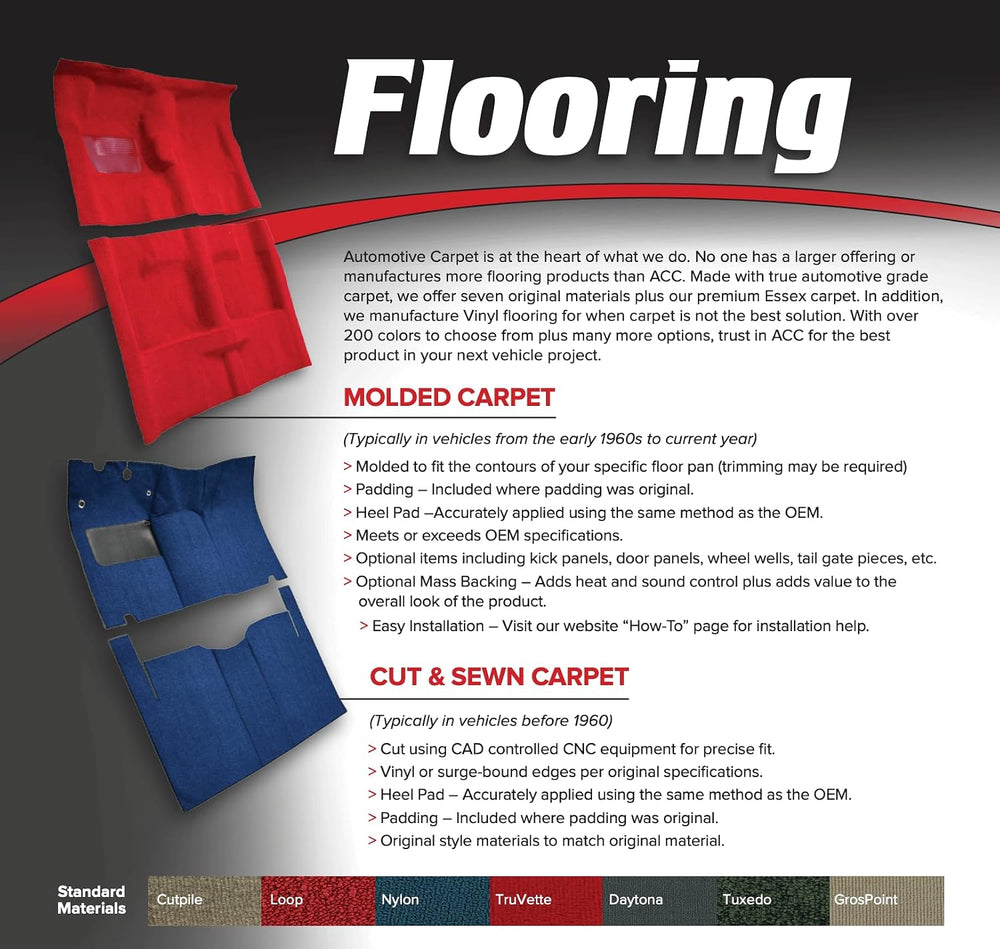 Replacement Auto Carpet Floor Liner - Molded Cutpile - fits 2015-2019 Ford F-...