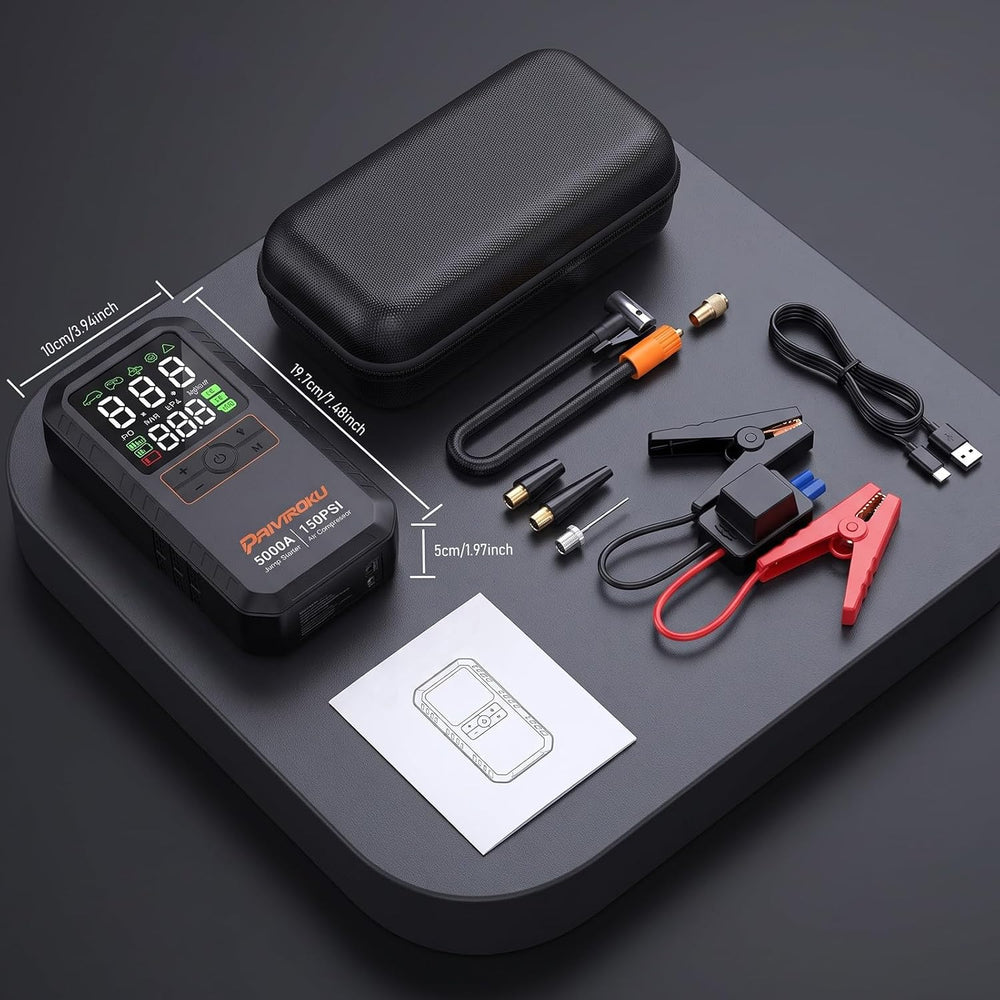 5000A Car Battery Jump Starter with Air Compressor,12V Car Battery Jumper Sta...