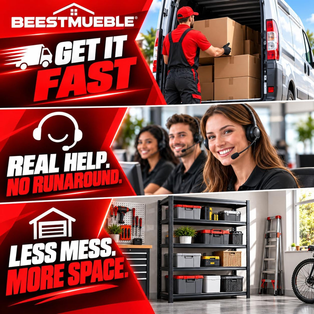Garage Shelving, Heavy Duty Adjustable Metal Shelves with Anti-Tip Device