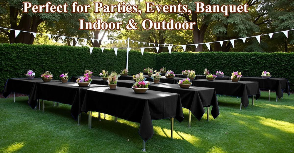 [6 Pack] Black Paper Tablecloth Disposable for Rectangle Tables, 54 X 108 Inc...