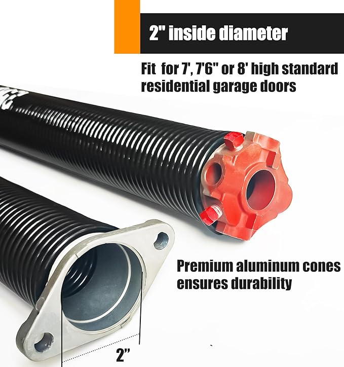 Garage Door Torsion Spring Set, Pair of 2" Electrophoresis Coated Garage...