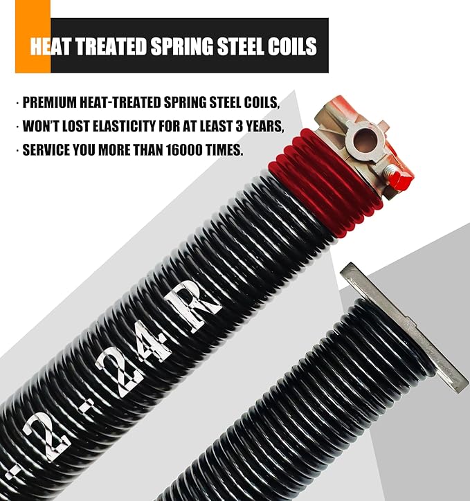 Garage Door Torsion Spring Set, Pair of 2" Electrophoresis Coated Garage...