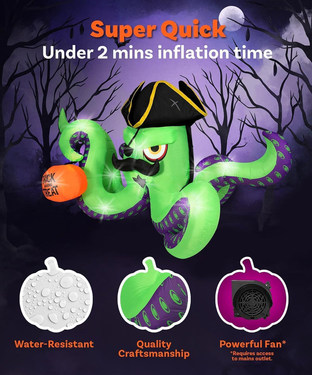 12FT Length Halloween Inflatable Pirate Octopus Outdoor Decoration