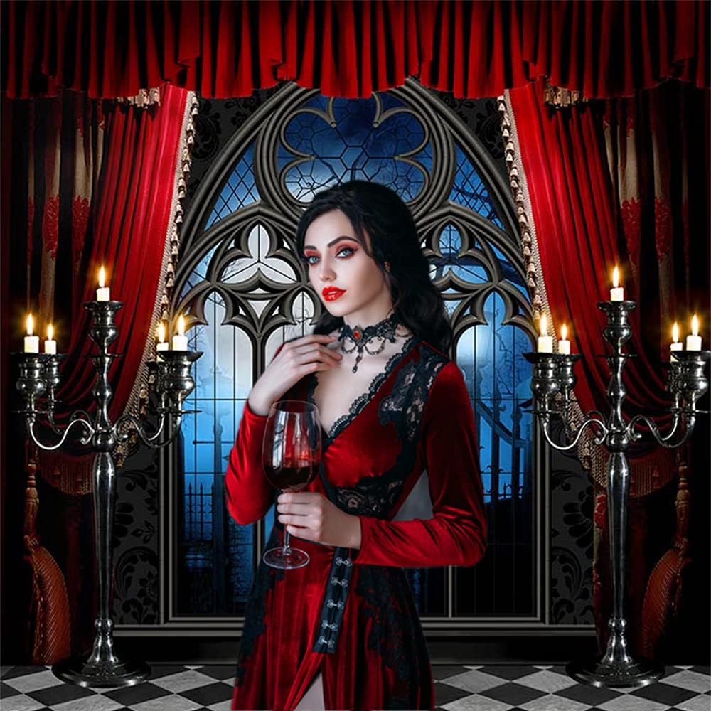 Halloween Backdrop Vampire Medieval Gothic Halloween Party Backdrop 7x10 ft