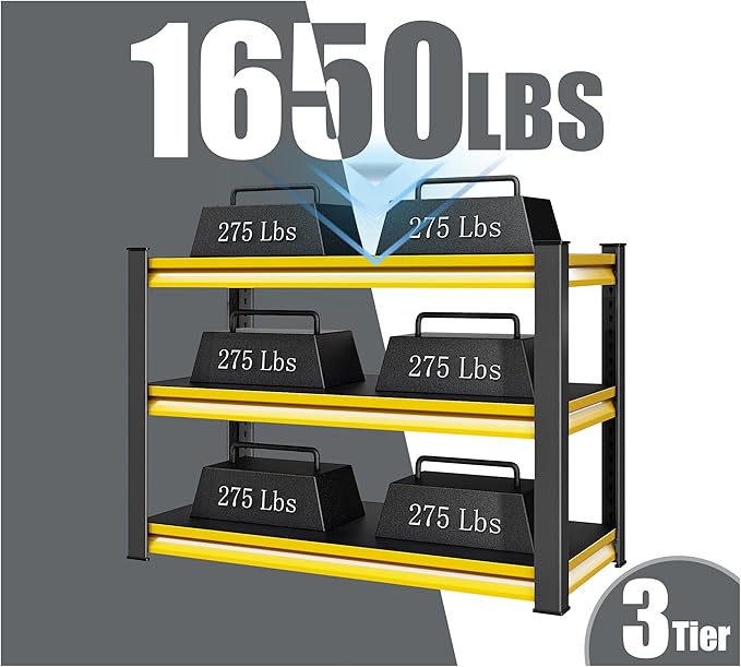 48" W Garage Shelving Heavy Duty, 1650LBS Loads Adjustable Garage Storage