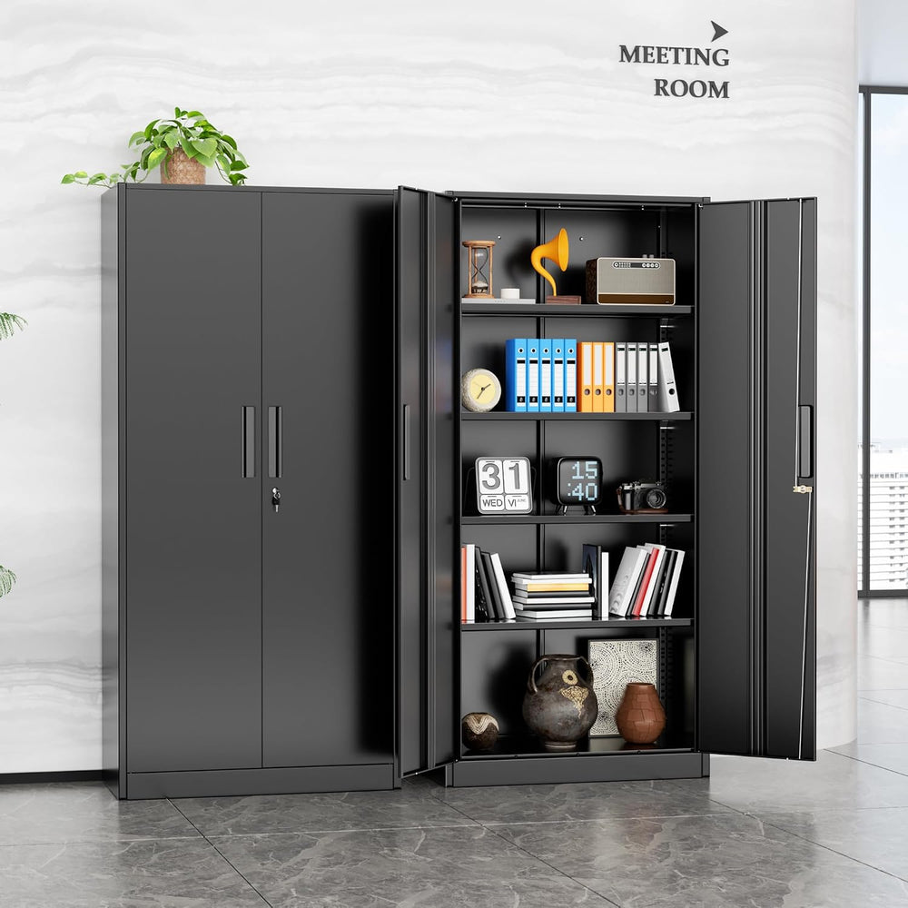 INTERGREAT Metal Storage Cabinet, 72” H Storage Cabinet with 2 Doors and 4 Ad...