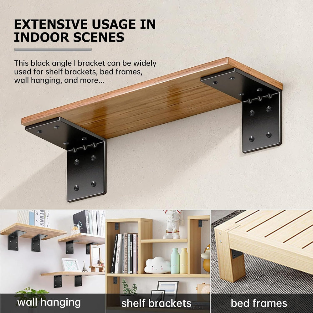 4 PCS Heavy Duty Steel Corner Brackets, 5"x5"x4" 90 Degree L R...