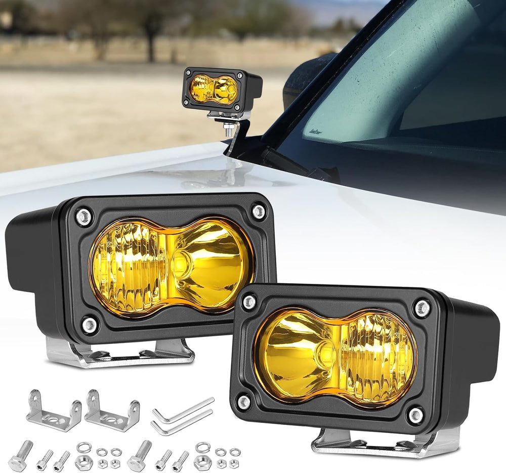 Yellow LED Pods Lights, Rfroad Lighting 3 Inch 40W Ditch Lights Off Road Ligh...