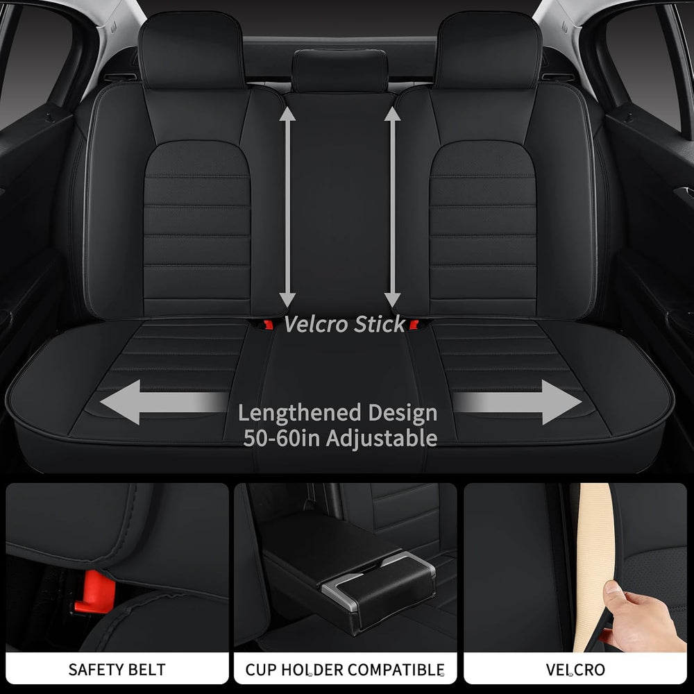 Car Seat Covers Full Set, 5Pcs Universal Leather Seat Covers for Cars, Waterp...