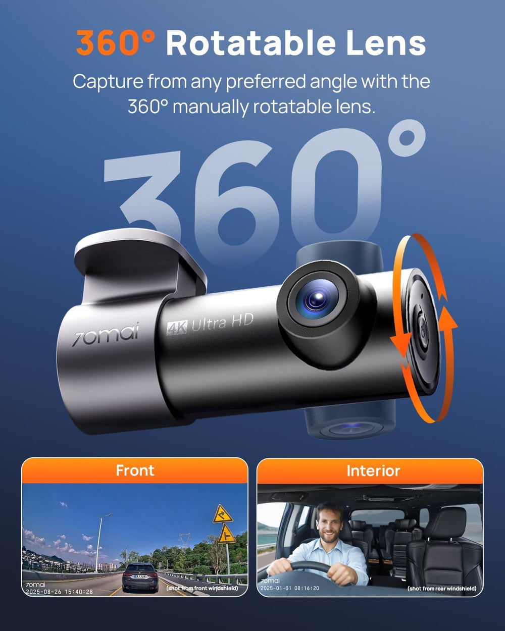 70mai M310 Plus 4K Dash Cam Front with Night Vision, 140° Wide Angle Dash Cam...