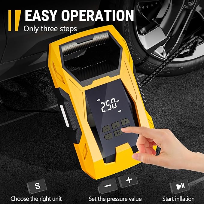 CARSUN AC/DC Tire Inflator Portable Air Compressor, Dual Power