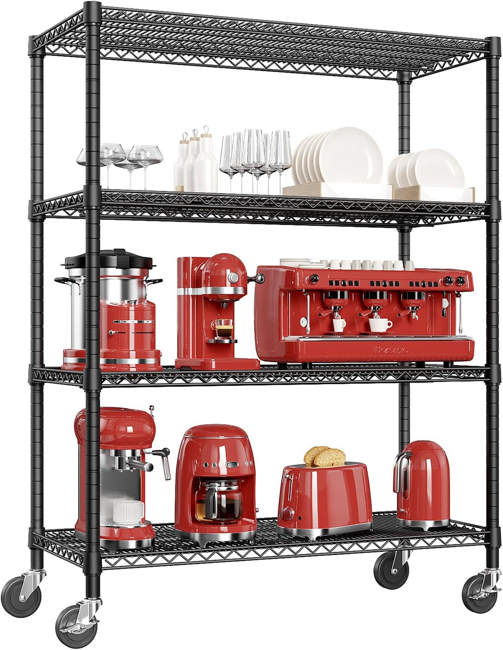 IZEUK Garage Shelving Wide Storage Shelves 4 Tier Metal Shelves Heavy Duty