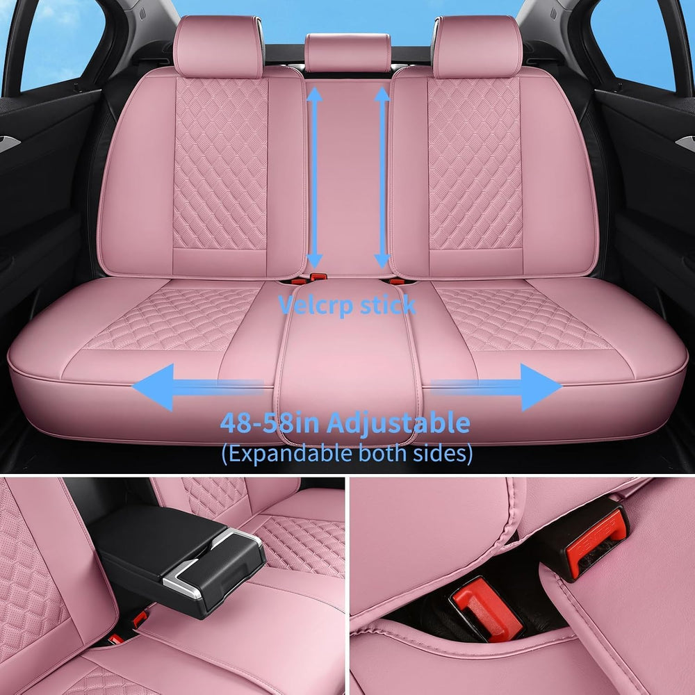 Pink Car Seat Covers Full Set,5 Seat Leather Seat Covers for Cars