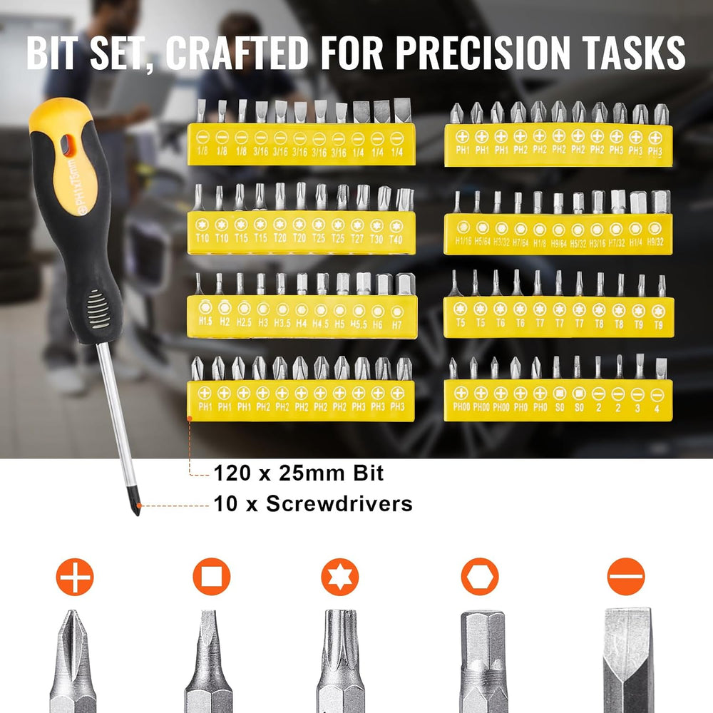 VEVOR Mechanics Tool Set 221Pieces - 1/4" and 3/8" Drive Sockets - ...