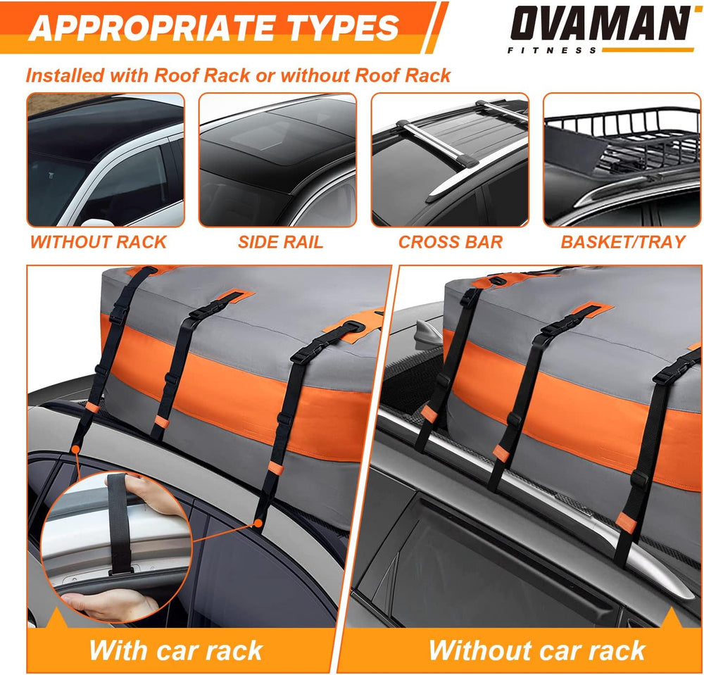 Car Rooftop Cargo Carrier Bag – 20 Cubic Feet Waterproof Heavy Duty 900D Roof...