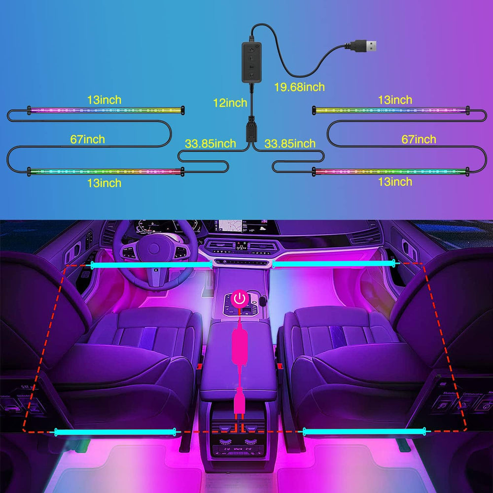 Nilight 4PCS USB Car Interior Lights Dream Color App and Remote Control