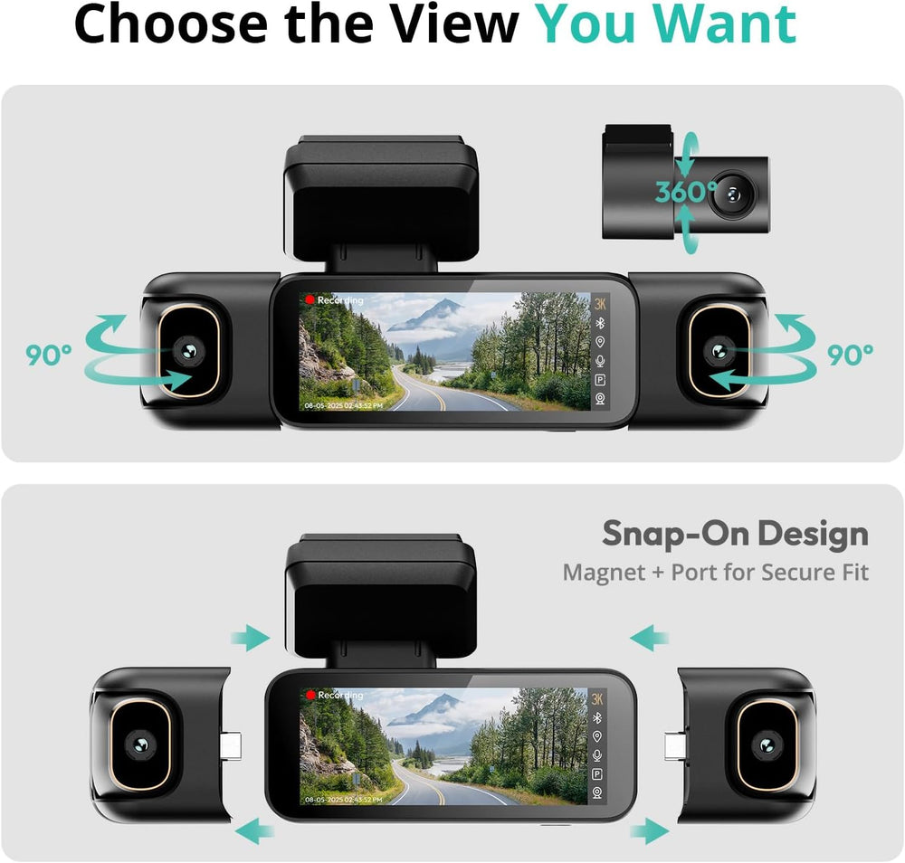 BOTSLAB 4 Channel 360° Dash Cam, Voice Control, App Control (No SD Card)
