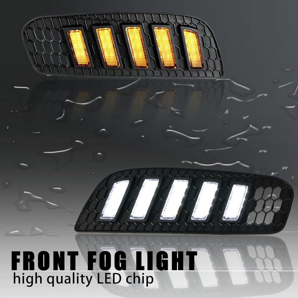 LED Front Bumper Fog light DRL Amber Sequential Turn Signal Lamp Feature Kit ...
