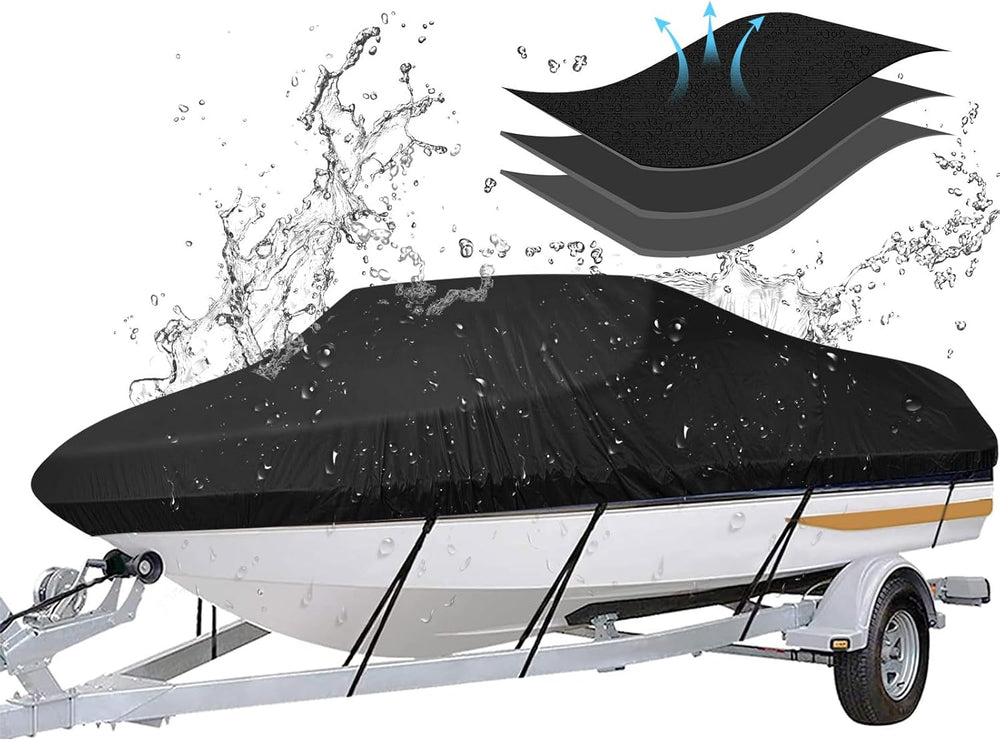 iCOVER Trailerable Boat Cover- 20'-23' Waterproof Heavy Duty Marine G...