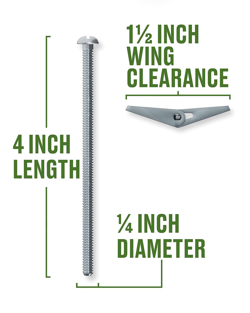 Hillman Toggle Bolts, 1/4in x 4in, 50 Pack, Zinc