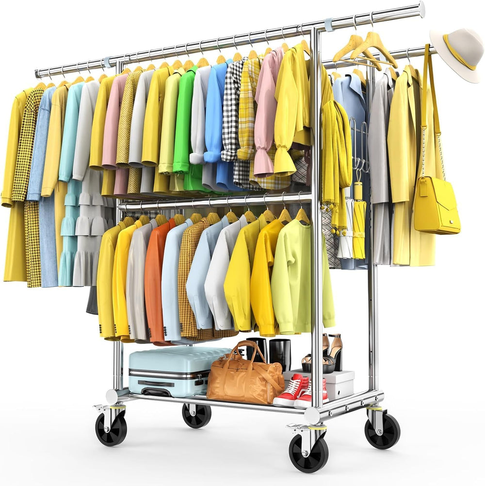100% Stainless Steel Heavy Duty Clothes Rack Load 960LBS, Three Rods Clothing...