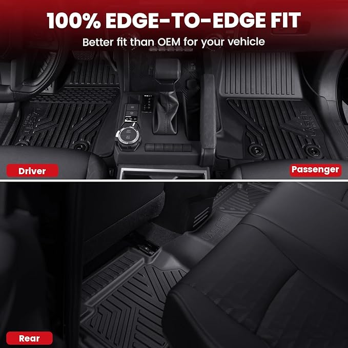 LASFIT Floor Mats for Toyota Tacoma 2024 2025 Double Cab All Weather Floor