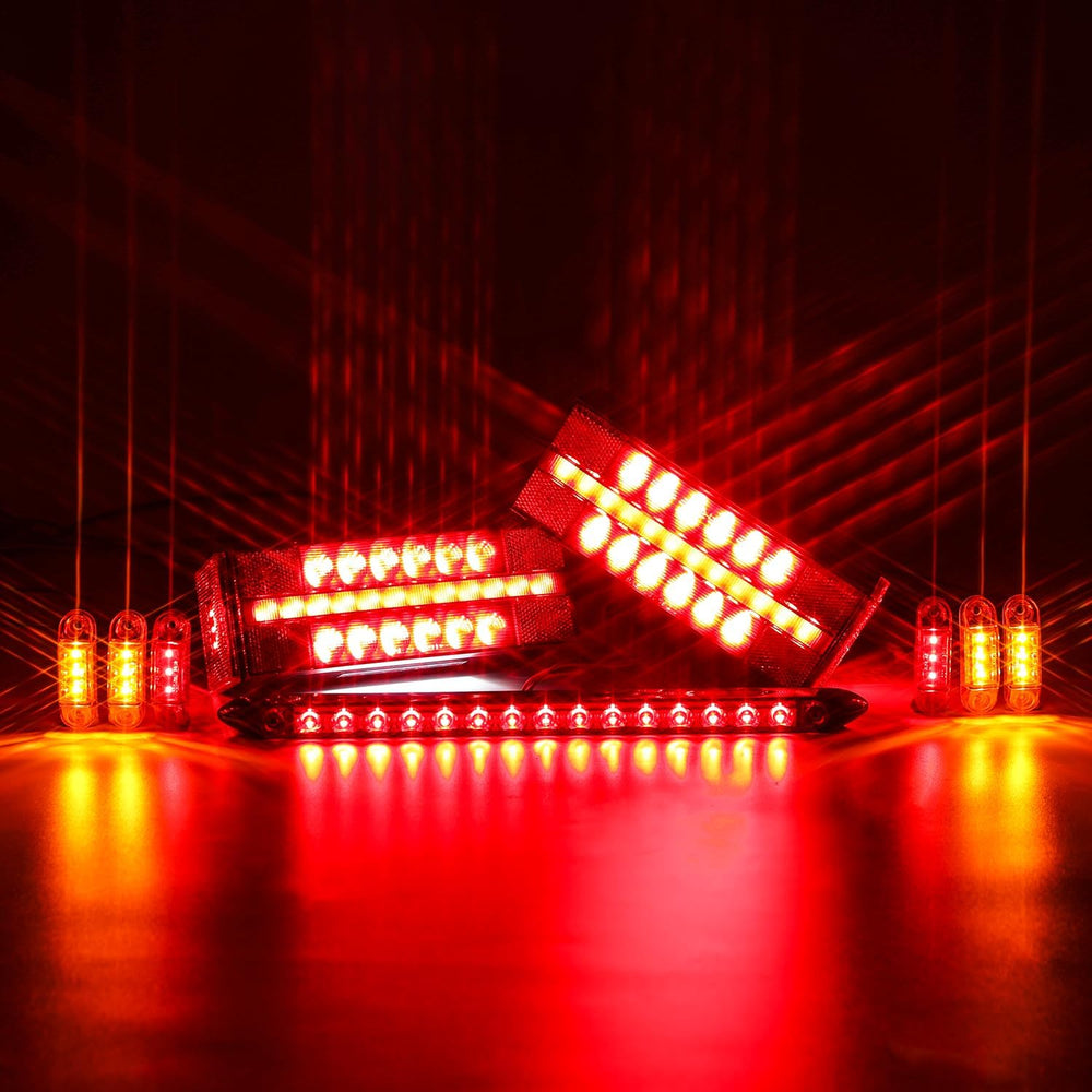 LED Submersible Rectangular Trailer Tail Light Kit, Super Bright Brake Stop T...