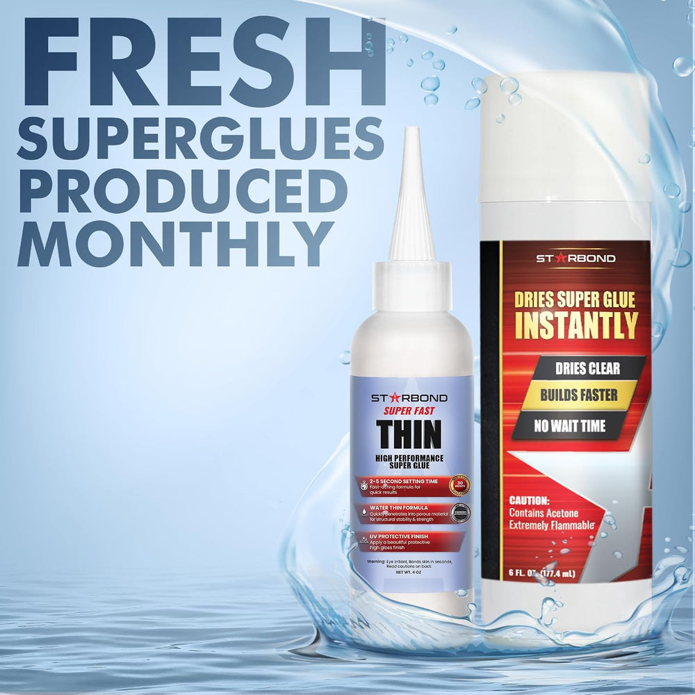 Starbond Thin CA Glue with Activator Bundle (4 oz. + 6 oz.) – Premium Cyanoac...
