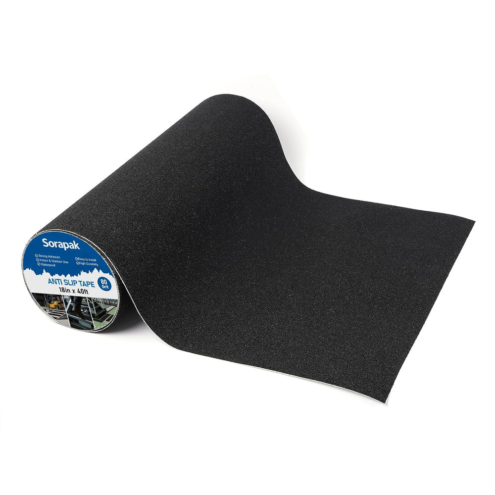 Extra Wide 18in x 40ft Black Anti Slip Tape, 80 Grit Waterproof Non Skid Grip...