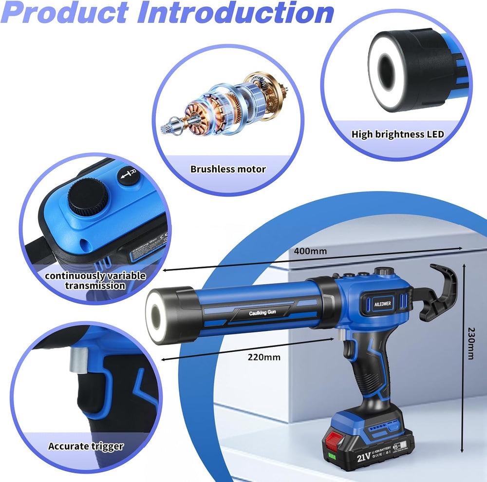 Cordless Caulking Gun, Battery Powered Caulk Gun, Electric Caulking Gun w/2 x...