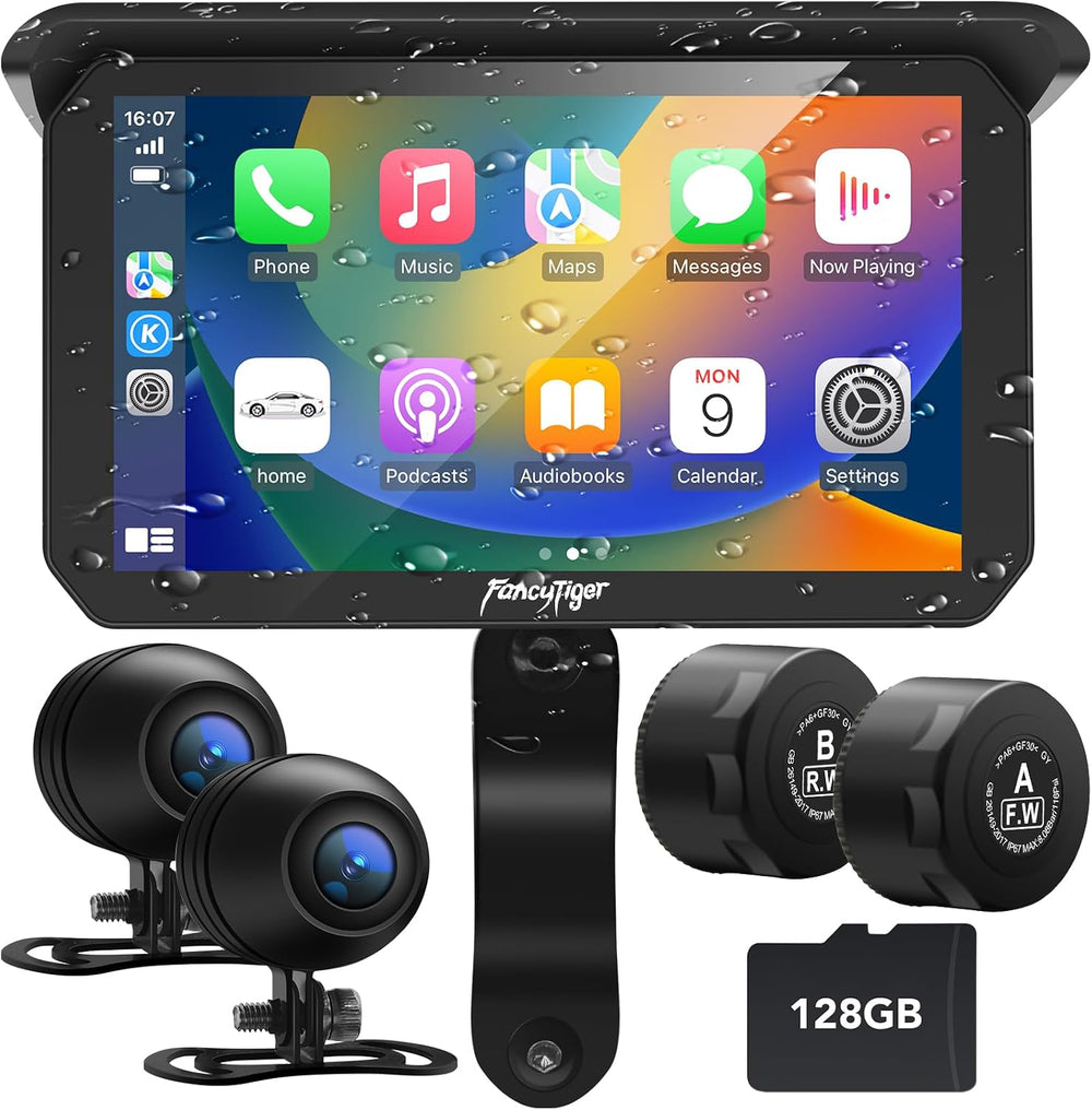 2026 FancyTiger Portable 5" Wireless Motorcycle Carplay (Inculed 128G SD...