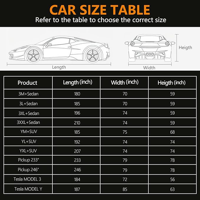 Car Cover Waterproof All Weather, 6 Layers Car Covers