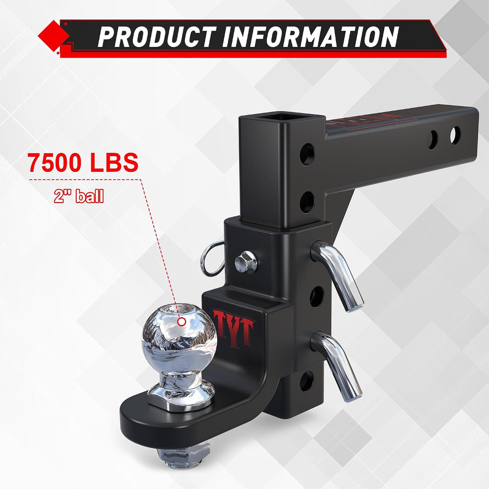 TYT Adjustable Trailer Hitch Ball Mount for 2 Inch Receiver