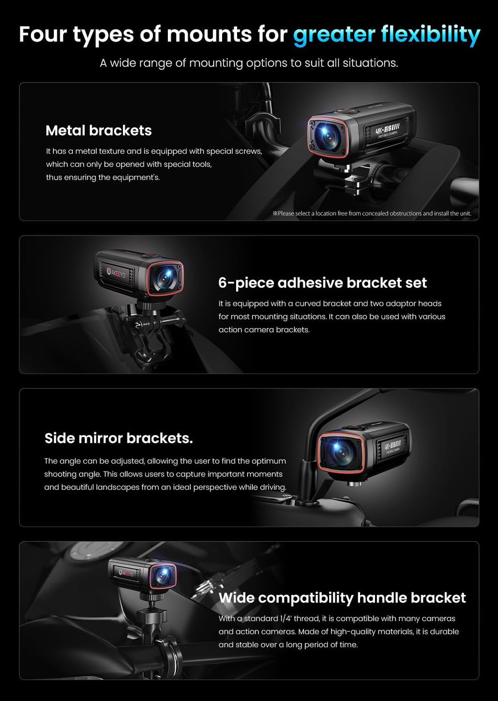 AKEEYO 710Pro EIS Motorcycle Camera with 2K 60FPS, 4K 30FPS 8MP WiFi Dash Cam...