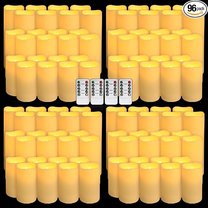 Set of 96 Waterproof Outdoor Flameless Candles, LED Candles with 4 Remote and...