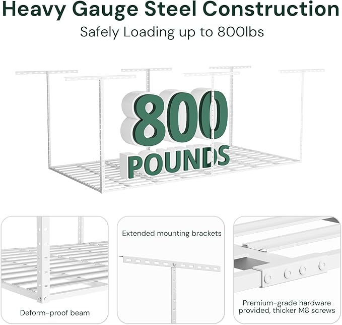 SunsGrove 3x8 Garage Storage Overhead Rack Organization, Adjustable Ceiling (...