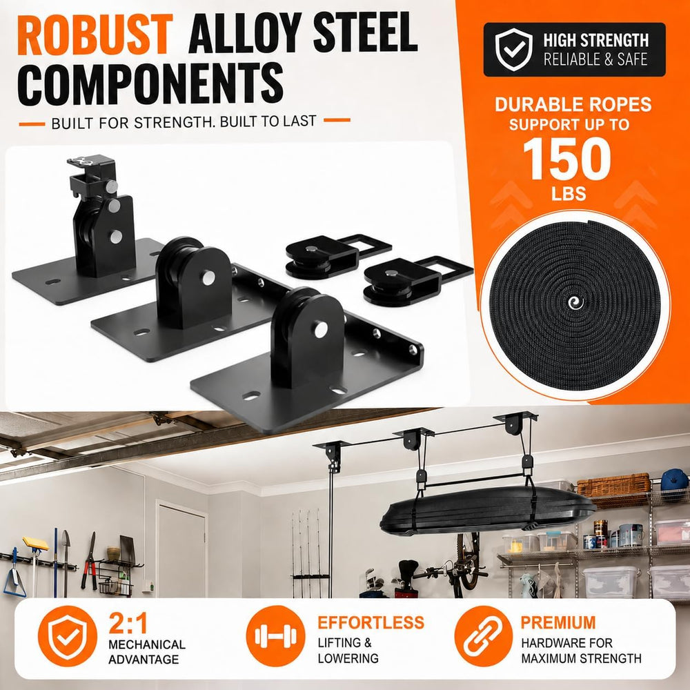 Cargo Box Hoist, Garage Pulley Lift System,150 lbs