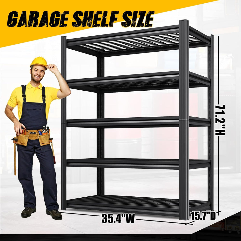Heavy Duty Garage Shelving, 5-Tier Adjustable Metal Wire Shelving Unit for To...