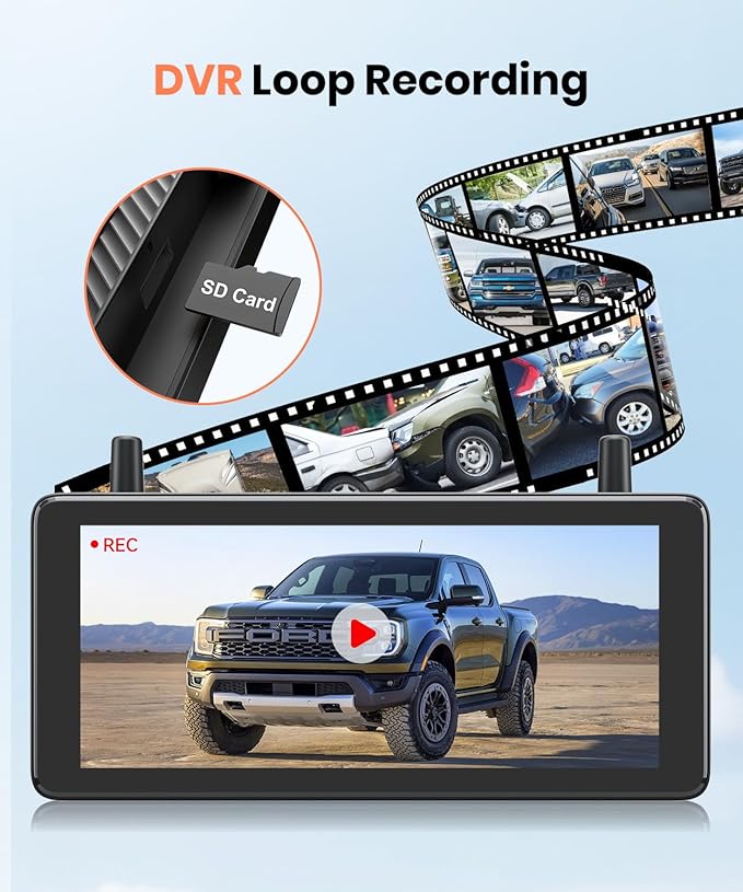 AUTO-VOX 7.2" DVR Portable Solar Wireless Backup Camera:HD 1080P 2 Min Q...