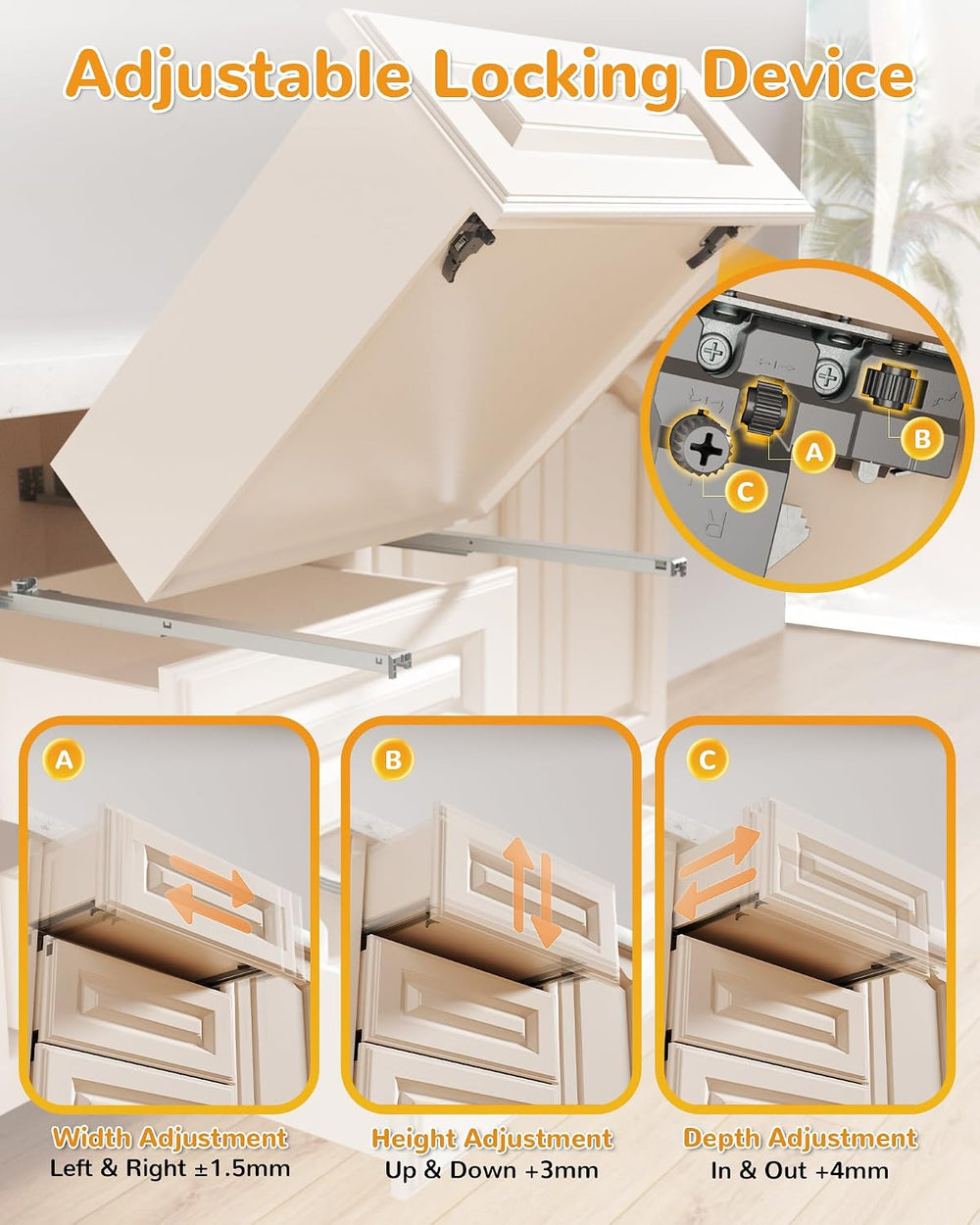 Chibery 1 Pair 21 Inch 5D Undermount Soft Close Drawer Slides, Full Extension...