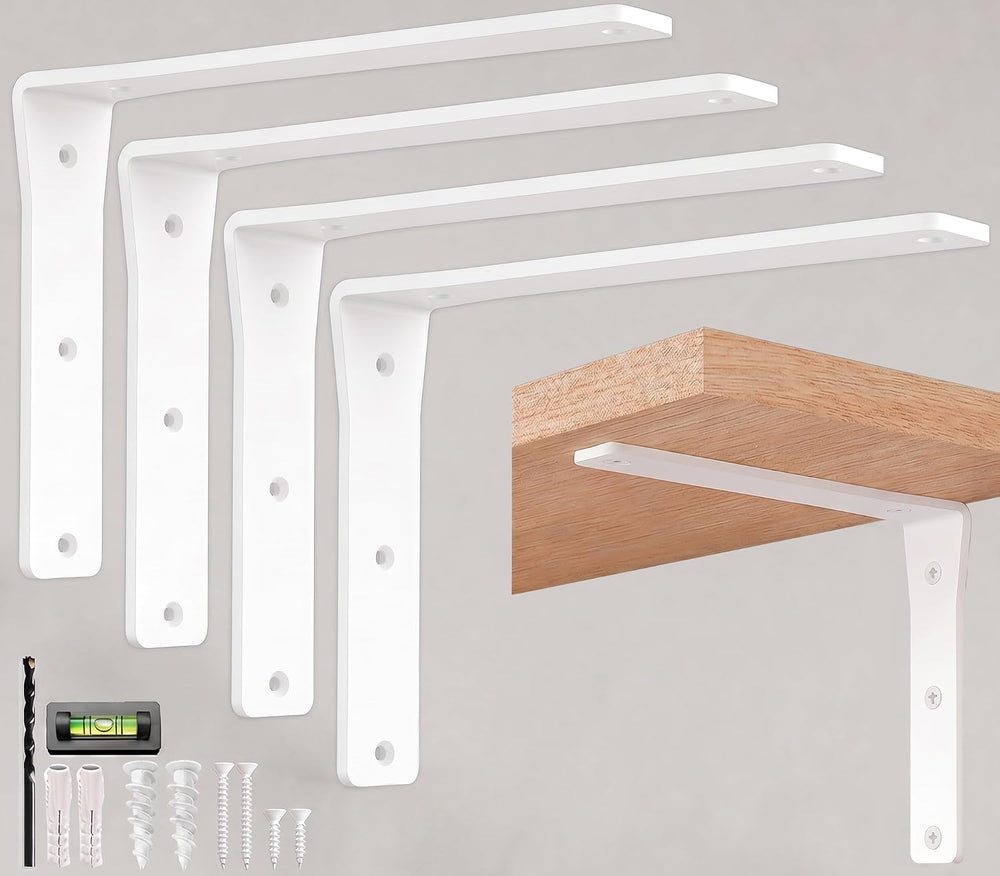 4 Pack Heavy Duty White Shelf Brackets 12 Inch by Balin Designs – Decorative ...