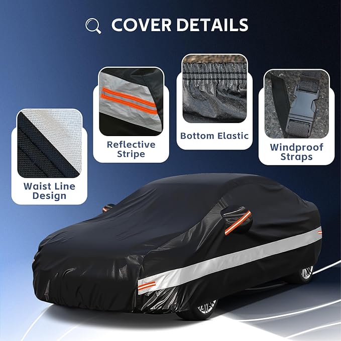 10 Layers Car Cover Custom Fit for Honda Civic Sedan Waterproof All Weather for