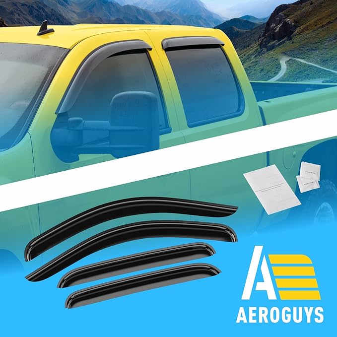 Extra Durable Window Deflectors Tape-On Window Visors Rain Guards Fit (4 pcs)