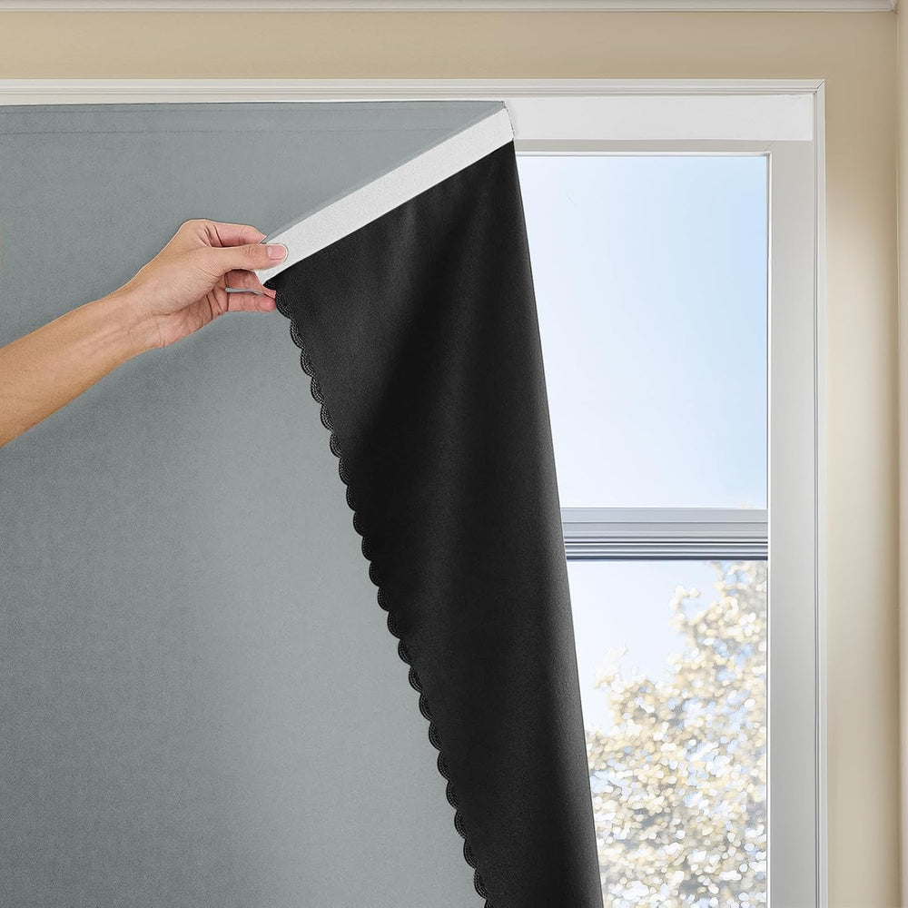 Adhesive Curtain 100% Blackout No-Drill Easy Install for Bedroom Blinds Light...