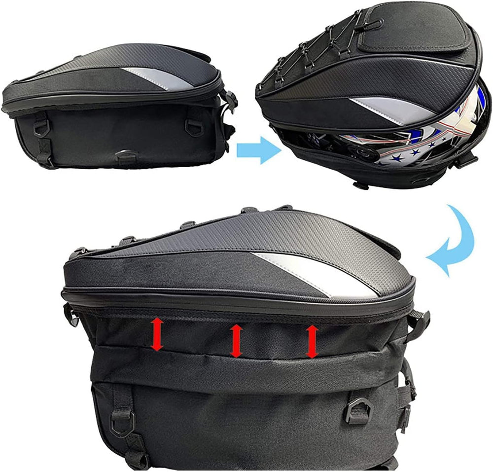 Motorcycle Tail Bag,Waterproof Seat Bag,Dual Use Backpack With Cargo Net | Ex...