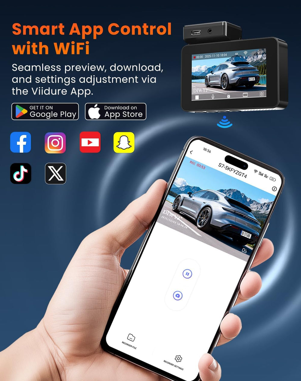 Dash Cam Front and Rear, 4K+2.5K with 170° Fisheye Lens, Full HD Dash Camera ...